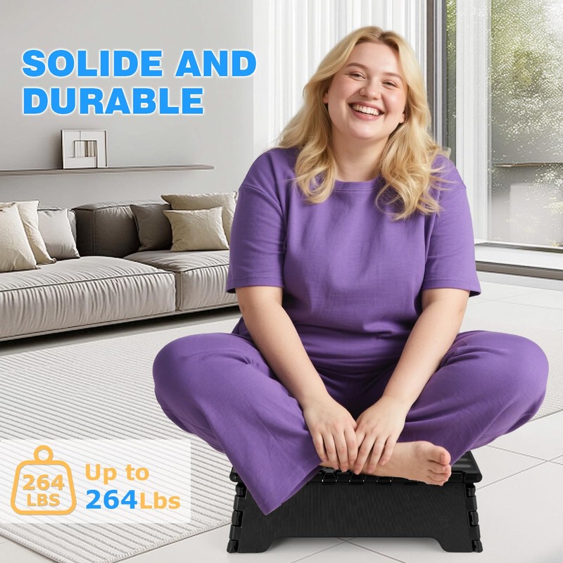 LISRUGEN 5" H Folding Step Stool for Adults & Elderly,