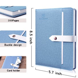 TAKA PRYOR (タカプライヤー) 罫線入りジャーナルノート レディース メンズ 200ページ A5 ハードカバーファブリックジャーナル ライティング/旅行/ビジネス/仕事/学校用 大学罫線入りノート メモ帳 日記メモ帳 5.7インチ×8.3インチ (ライトブルー)