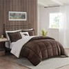 Pemberly Row Plush Sherpa Down Alternative Comforter Set-Brown/Ivory Full/Queen