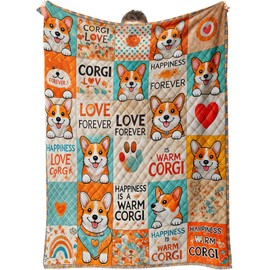 Mirelido Aesthetic Plush Fleece Throw Blanket - Ultra Soft 50''x60'' Corgi Pattern for Dog Lovers, for Dog Mom/Pet Parents, Cozy Couch Sofa Bed Decor, Kids Teens Birthday Present