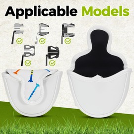 White Putter Head Covers, With Circle Embroidery Premium Magnetic Closure Half Round For Golf Headcover Magnetic Applies for Odyssey Putter Covers