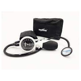 MEDSTAR | Kit Baumanómetro Aneroide Tipo Palma Platinum con Estetoscopio de Lujo (BLANCO) Esfigmomanómetro para Enfermeras, Médicos y Estudiantes | Con Estetoscopio de Lujo, Esfigmomanómetro, Para Enfermeras, Médicos y Estudiantes