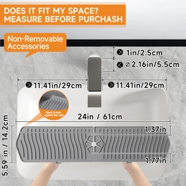 COBETE Kitchen Sink Splash Guard, 24in Faucet Mat Splash Catcher, Handle Drip Catcher Tray, Multipurpose for Kitchen Dish Drying Mats Sponge Holder and Bathroom Countertop Protect