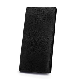 AfitLulu Long Mens Wallets Retro and Ultrathin Credit Card Holder Wallet for Suit Pocket, Multi Card Slot Men's Wallets Faux Leather Men Slim Wallet with 7 Card Slots and ID Window (Black)