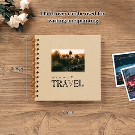 potricher 7 x 7 Inch DIY Scrapbook Album 40 Pages Hardcover Kraft Paper Scrap Book Photo Albums Memory Book for Wedding and Anniversary Family (Yellow, 7 Inch)