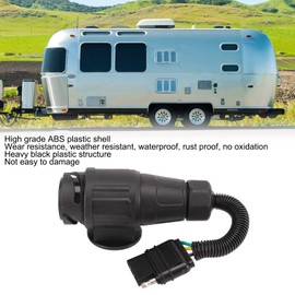 OUKENS Trailer Plug Adapter, EU 13 Way Round to US 4 Way Flat Type Converter Converter Plug For RV Trailer