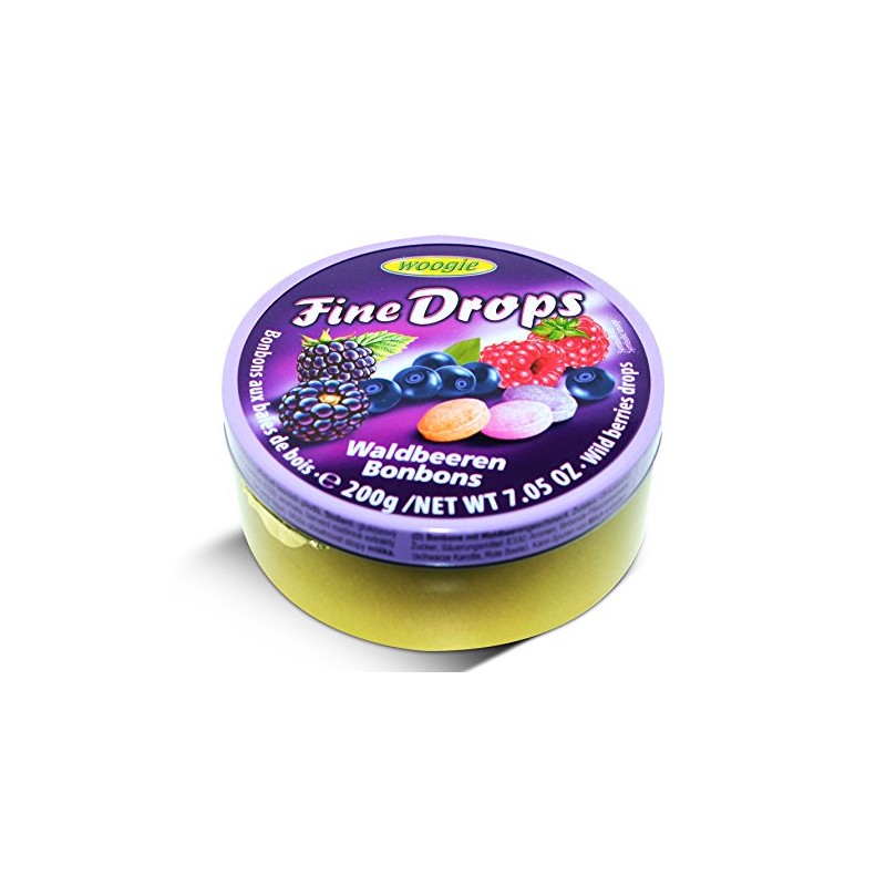 German Fine Drops Sanded Forest Berries Candy Tin 200gr (Waldbeerengeschmack)