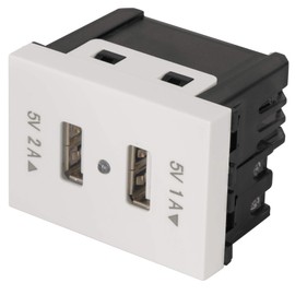 Volteck C2USB-EB, Toma con 2 puertos USB 1.5 módulos línea Española color blanco