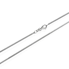 NKlaus Real 925 Sterling Silver Solid Rhodium-Plated Curb Chain Byzantine Chain Necklace 1.40 mm Wide, Sterling Silver