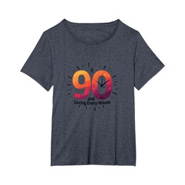 90th Birthday Gift: Loving Every Minute Clock Design T-Shirt, Women's Plus, Heather Blue