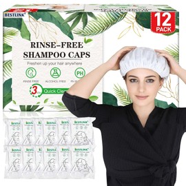No-Rinse Shampoo Caps, 12-Pack Waterless Shampoo Caps for Bedridden Patients and Elderly, Rinse-Free Hair Washing Shower Caps for Post-Surgery, Hospital, and Camping Use