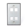 Leviton QUICKPORT Wallplate, Single Gang, 4-Port, Stainless Steel, 43080-1S4