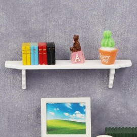 2Pcs White Dollhouse Wall Shelf, Doll House Storage Wall Shelf for Kitchen Scene Dollhouse Décor Accessories, 1:12 Scale Miniature Accessories, Decorations