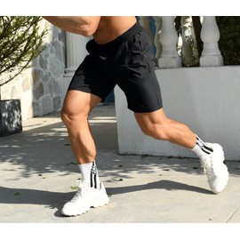 AIYINO Athletic Shorts for Men with Pockets and Elastic Waistband Quick Dry Activewear XXL Black