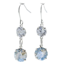 pewterhooter Women’s Sterling silver drop earrings made with sparkling crystals. Gift box. (Diamond White, Moonlight)