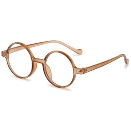 ABETOS Retro Round Blue Light Blocking Reading Glasses Circle Frame Readers for Women Men Computer Eyeglasses, Brown 3.0