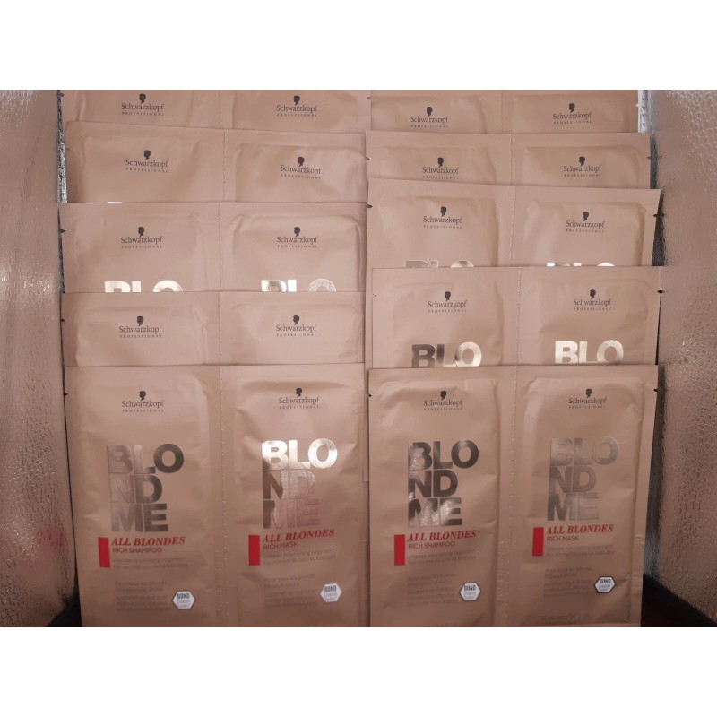 Schwarzkopf BlondMe Rich Shampoo/Rich Hair Mask .4oz Samples Pkg 5
