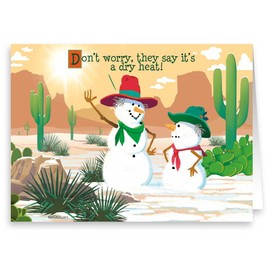 Dry Heat Western Snowman Funny Christmas Card - 18 Holiday Cards