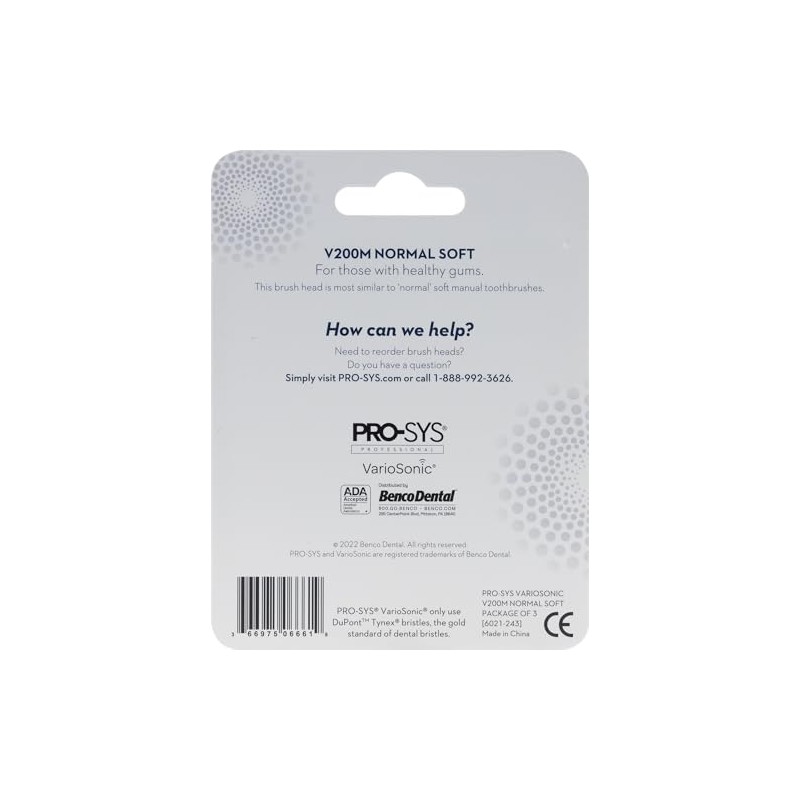 PRO-SYS® Black VarioSonic® Electric Toothbrush Replacement Head (V200M Normal Soft),