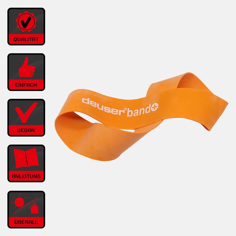 Deuser Band Plus Orange Strong - Resistance Band/Physio Band, Vegan,