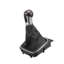 REPAIROCK 5 Speed Manual Gear Shifter Knob with Cover for VW Golf 6 MK6 GTI | Gearbox Stick Shifter Lever Knob Black and Red Plastic Faux Leather 1 Pcs Auto Replacement Parts