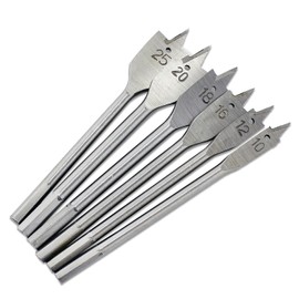 Aussel 6PCS Wood Flat Drill Bits Set 10,12,16,18,20&25mm Woodworking Hole Cutters Tools