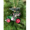 Sass & Belle Festive Tractor Shaped Bauble Green