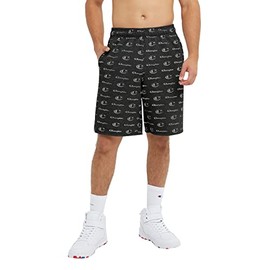 Champion Men's 10" Powerblend Short (Retired Colors), Big C Little Script Black, Large