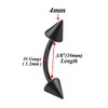 bodyjewellery 4pcs 16g Curved Barbell Cartilage Lip Tragus Eyebrow Forward