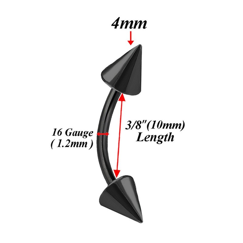 bodyjewellery 4pcs 16g Curved Barbell Cartilage Lip Tragus Eyebrow Forward