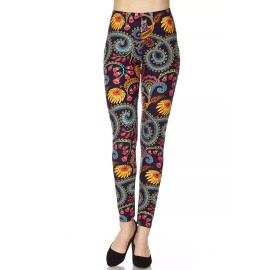 TC Collection ONE SIZE Leggings TC/265 Buttery Soft Always Brushed Black w/Print