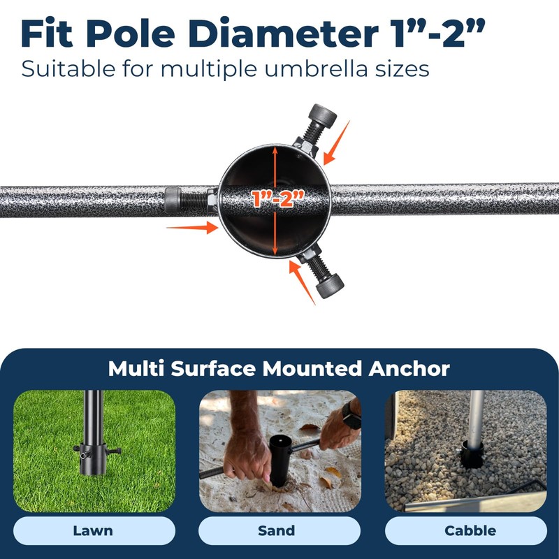 Heavy-Duty Spiral Ground Anchors for Umbrellas & Poles - 17"