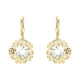 SOFIA MILANI - Women's Earrings 925 Silver with Zirconia Stones - Flower Ornaments Earrings, Yellow Gold, Zircon