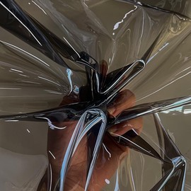 ONEART Grey Transparent Vinyl Fabric 91 x 135 cm, Multi-Purpose 0.3 mm Clear Waterproof TPU Fabric Sold by the Metre for Sewing Crafts Home Decor