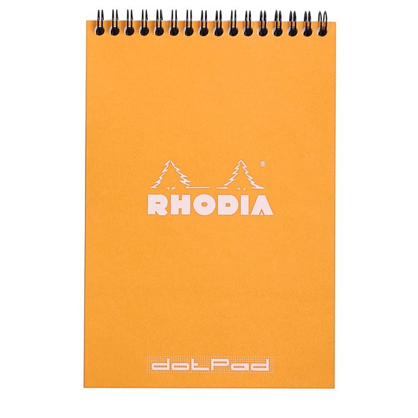 Rhodia #16 Wirebound Notepad 5.8" x 8.3" Dot Pad, Orange Cover