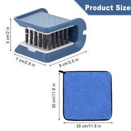 Knife Cleaner, 2 Pack Cutlery Cleaner, Blade Cleaner with 2 Pcs Replacement Sponge Brush Head,Microfiber Cleaning Cloth, for Kitchen Chopsticks Fork Spoon Knives Washing(Blue,Pink)