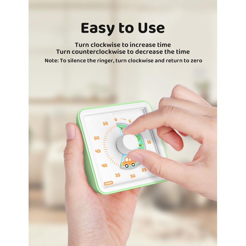 LIORQUE 60 Minute Visual Timer for Kids, Visual Countdown Timer