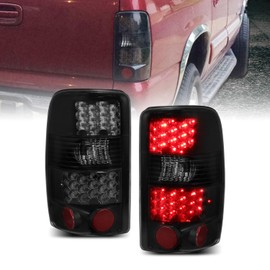 AmeriLite for 2000-2006 Chevy Tahoe/Suburban : GMC Yukon Smoke Black LED Brake Tail Lights Assembly Set - Passenger and Driver Side