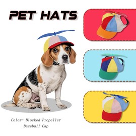 Pet Propeller Hats,Rainbow Helicopter Top Hat, Sun Hat Soft Comfortable Puppy Baseball Cap, Bucket Hat, Hat for Small Medium Large Dogs