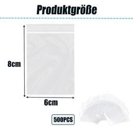 Pack of 500 Ziplock Bags, Small, 6 x 8 cm, Small Bags with Closure, Transparent Zip Pockets Can Be Used in the Kitchen for Small Items, Accessories