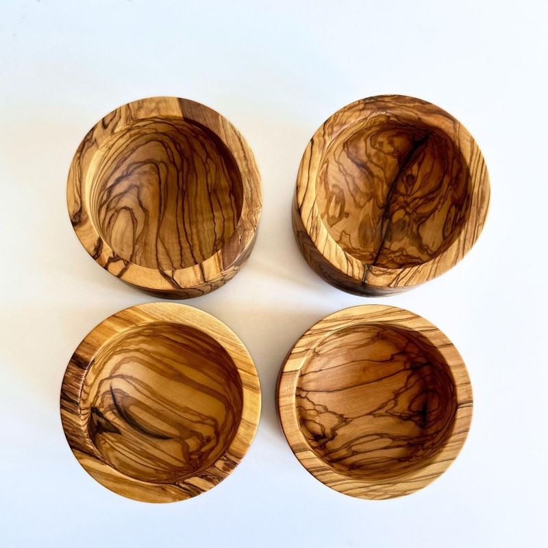 Set of 4 Olive Wood Serving Bowls, Handmade Wooden Bowls