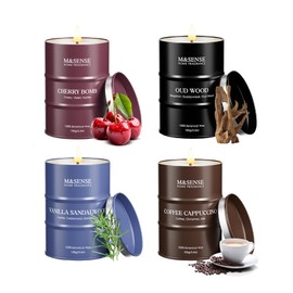 M&SENSE 4 Pack Candles for Home Scented Candle,Cherry Oud Sandalwood Coffee Candle,Gift Set for Women and Men,Soy Wax Long Lasting Amber Jar Candles