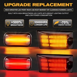 Gempro LED Cab Roof Marker Lights Top Clearance Running Lights Kits Compatible with 2003-2009 Hummer H2 SUT Smoked Lens, Front Amber Rear Red 10PCS,Turn Signal Lights