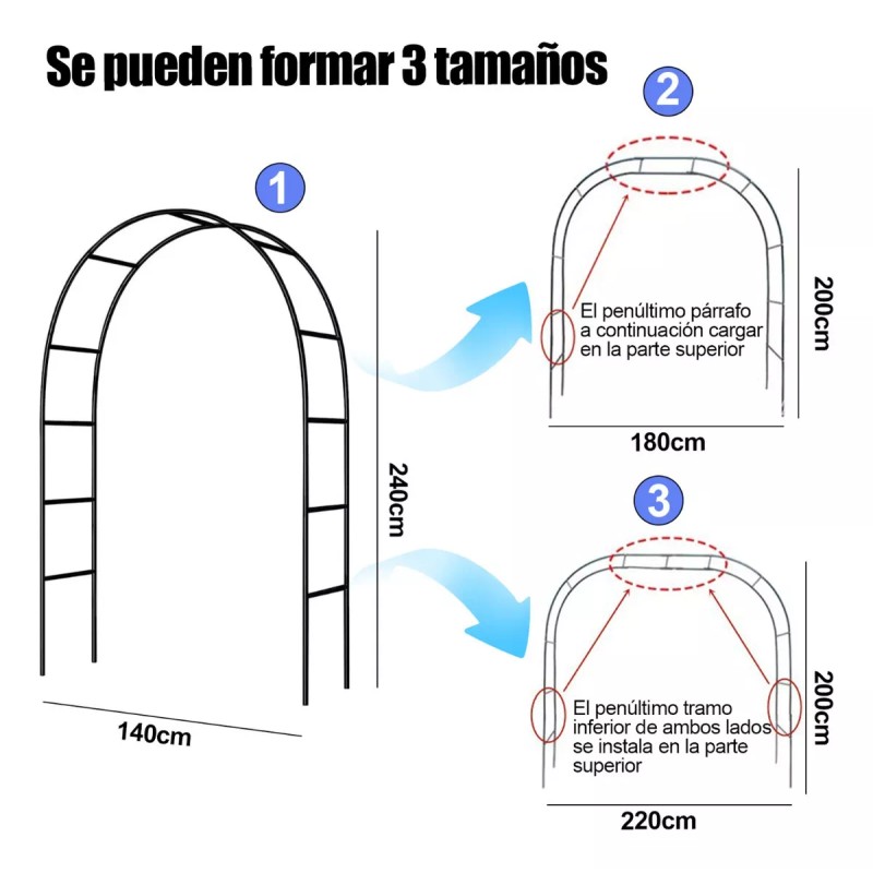 Arco De Boda Decoracion Plantas Fiesta Metal Con Base 2.4m