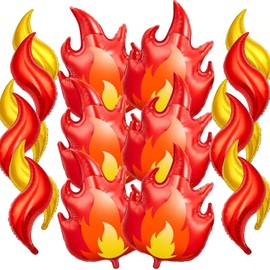 YYBD 18Pcs Fire Balloons Fire Truck Birthday Party Supplies Aluminum Foil Flame Balloons Yellow Orange Red Firefighter Decoration for Firefighter Fireman Theme Birthday Party Campfire Hunting Decor