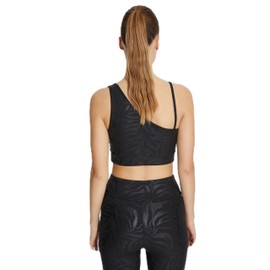 Koton Women's One Shoulder Sports Bra with Cup Animal Printed Thin Strap Detail, Black Design(9D9), M