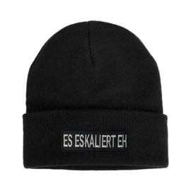 No Face No Name Hat Es Escaliert Eh in black I Unisex I Embroidered Patch to Change I Beanie Knitted Hat Winter Hat, black