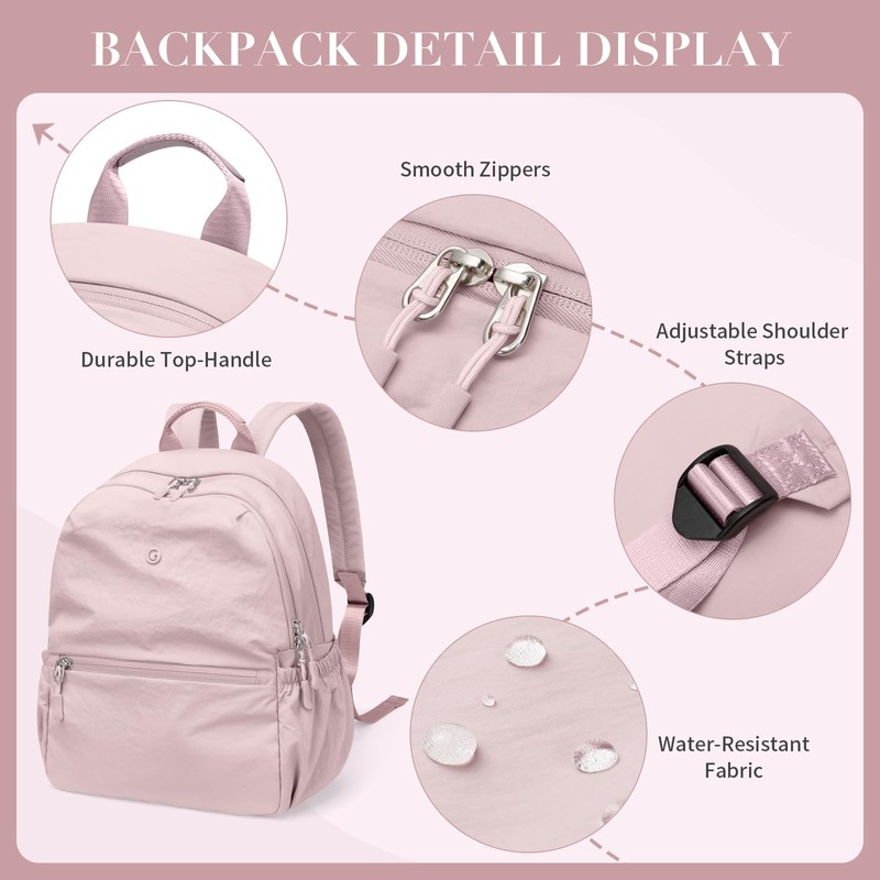 13L Mini Backpack Lightweight Nylon Daypack for Women, Small City
