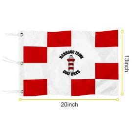 2BUT Harbour Town Golf Links Golf Pin PGA Flag Practic Putting Green Golf Flag For Backyard Garden Double-Sewn 600D Nylon Miniature Pin Flag (Red 20"X13" Grommet)
