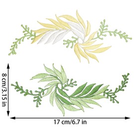 4Pcs Green Leaves Vine Applique Leaf Iron on Patches Flower Nature Patches Bohemian Shoulder Collar Decorative Applique Patches for Clothes Dress Hat Pants Craft Projects